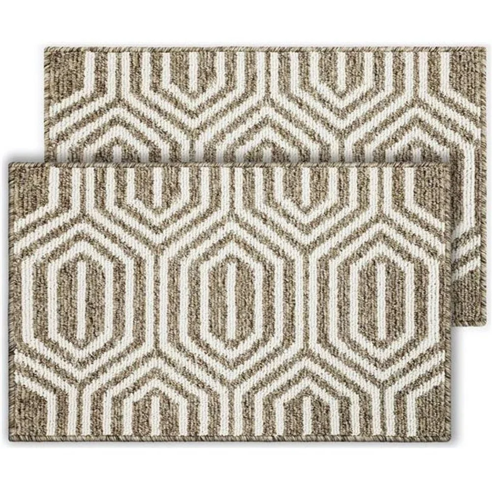 2 Pack, Inside Outside Door Mats, Rubber Backing Odorless and Non Slip - Brown